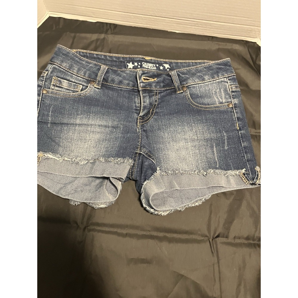 Celebrity Pink Denim Shorts Size 3 Medium Wash Frayed Cuffed Hem Hotty Shorty